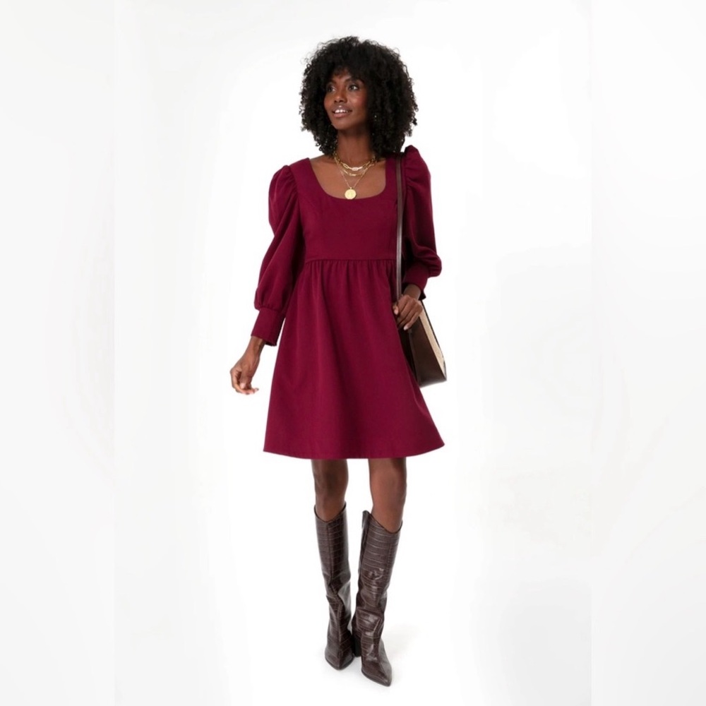 Tuckernuck Pomander Place | Merlot Burgundy Long Sleeve Andie Dress ~ Large